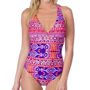La Blanca Watermelon Cross Back One Piece Swimsuit